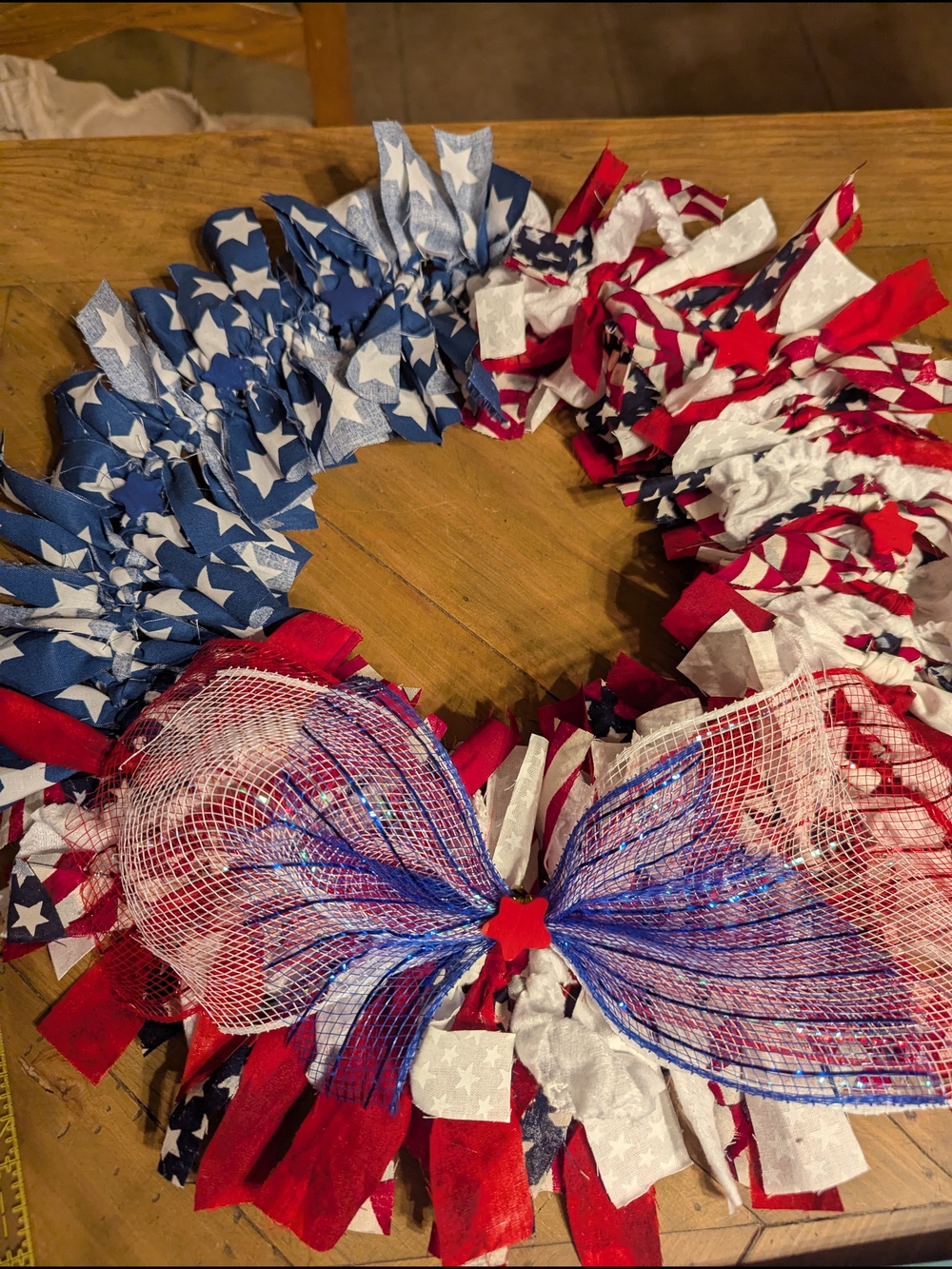 Hand Crafted Red, White & Blue Patriotic Home Holiday Wreath